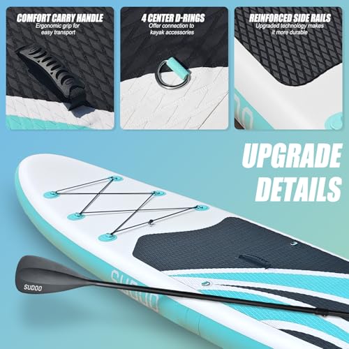 SUDOO Inflatable Stand Up Paddle Board 10'x30 x6 and Paddle Board Carrying Strap Bundle