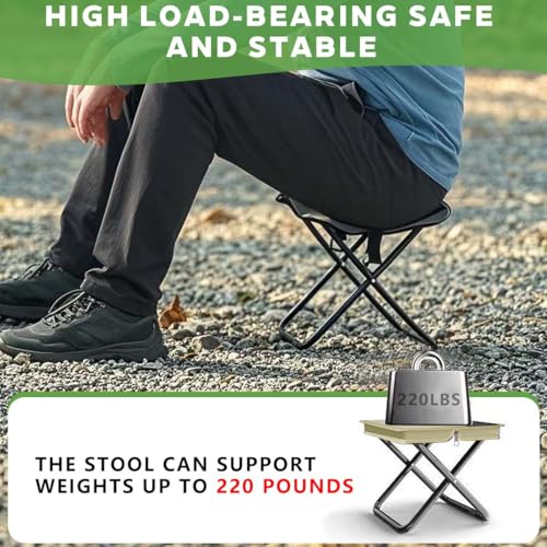 Portable Collapsible Stool Chair, Max 220lb Upgraded Folding Stool, Handbag-Style, Sturdy, Adjustable, Portable, Foldable ...
