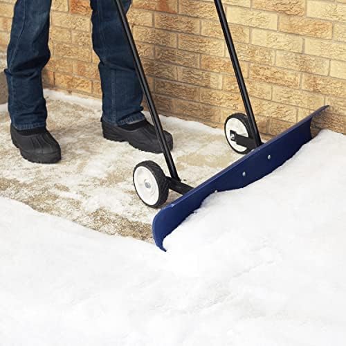 30SNC 36-inch Bi-Directional Wheeled Snow Shovel Pusher and Barn Shovel, 7.5" x 36 ", Blue
