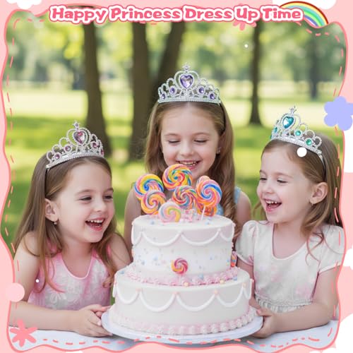 MAQUITA 24 Pcs Tiaras Crown Set, Princess Crown Party Favors, Princess Dress Up Tiaras for Birthday Girl Cosplay Accessori...