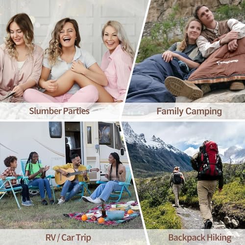 KingCamp Sleeping Bag for Adults, Cold Weather & Warm XL Big and Tall Flannel Sleeping Bags with Compression Sack Portable...