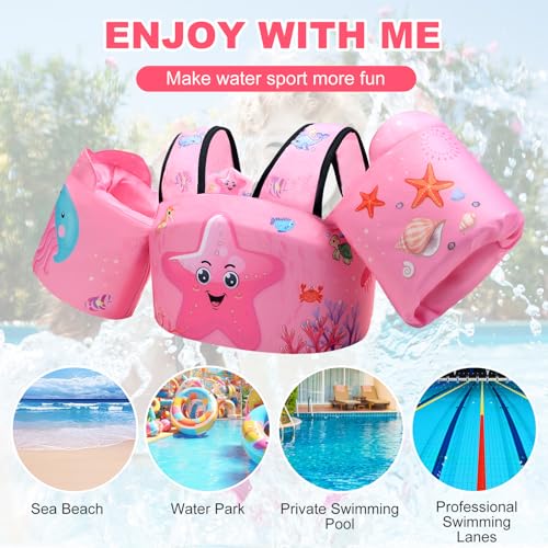 Toddler Floaties Kids Swim Vest for 22-66 Pounds Boys-Girls Water Wings Kids Pool Floaties for 2-6 Years Old Child Swim Le...