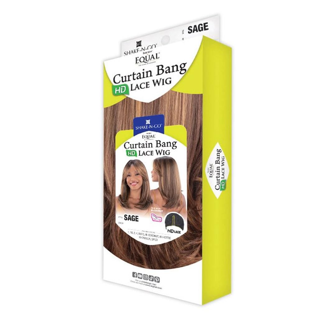 Shake-N-Go Equal Synthetic Curtain Bang Hd Lace Wig - Sage (2 DARKBROWN)