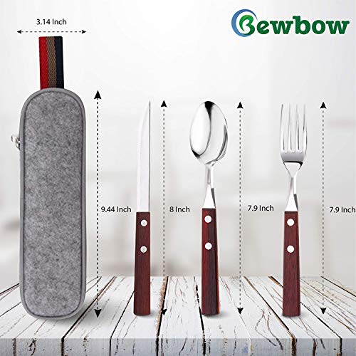 PREMIUM QUALITY Stainless Steel travel utensils Set with case, Healthy & Eco-Friendly 3pc Full Size Fork, Spoon, Portable,...