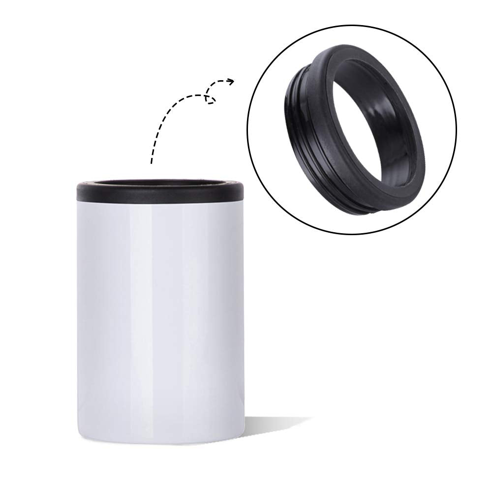 PYD Life 4 Pack 12 OZ Sublimation Blanks Can Insulator White Stainless Steel Can Cooler Beer Holder for Tumbler Press Sublimation Oven Printing