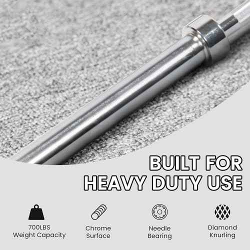 Fitvids 2 Inch Olympic Barbell Bar for Powerlifting & Weightlifting, 700 Pound Capacity, Multiple Sizes