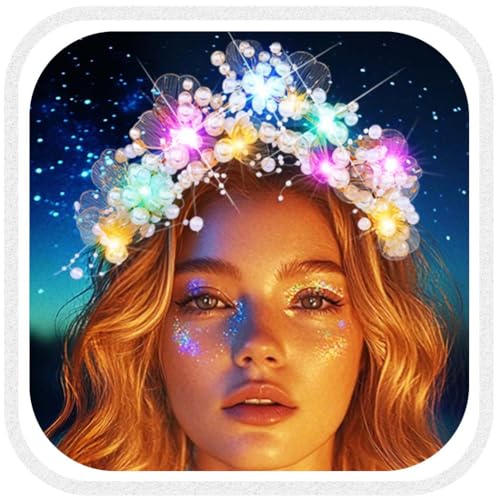 Kilshye Light Up Pearl Wedding Crowns and Tiaras Gold Flower Bridal Headband Prom Headpiece for Women