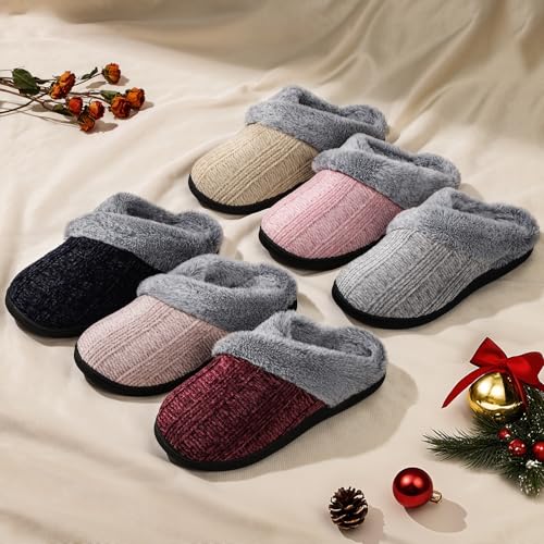 Slippers for Women Fuzzy House Slip on Indoor Outdoor Bedroom Furry Fleece Lined Ladies Comfy Memory Foam Female Home Shoe...