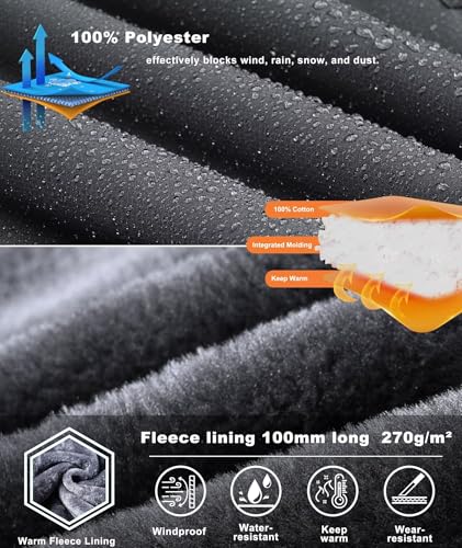 Zoofly Men's Mountain Ski Jacket Waterproof Fleece Liner Snow Coat Warm Winter Windproof Hooded Raincoat