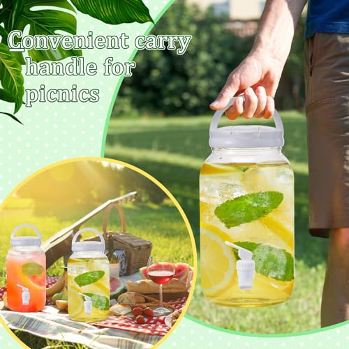 Tanlade 2 Pcs Plastic Drink Dispenser with Stand Beverage Dispenser with Sturdy Metal Base Juice Dispensers for Parties Le...