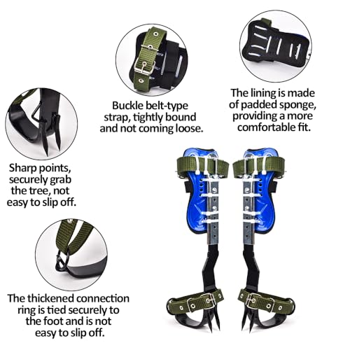 wdsilkbo Tree Climbing Gear, Tree Climbing Spikes, for Tree Work Adjustable Tree Climbing Tool Set