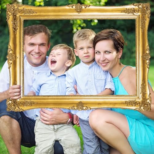 Large Photo Booth Props 32 x 24 Inch Gold Picture Selfie Frame Vintage Photo Frame Creative Friends Party Photo Props Acce...