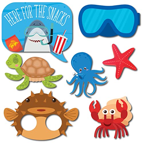 Under The Sea Photo Booth Props - 41-pc Photobooth Kit with 8 x 10-Inch Sign, 60 Adhesive Pads, 45 Sticks - Under The Sea ...