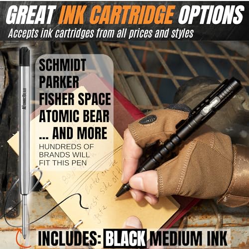 The Atomic Bear Tactical Pen - Pen With Window Breaker - Used in Police and Military Gear - Ballpoint Pens with Free 2nd i...