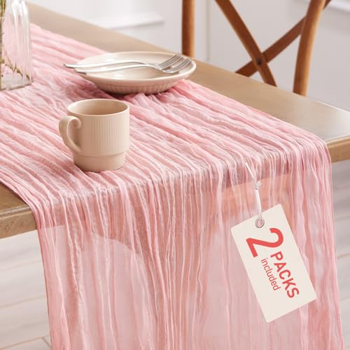 Pureegg 2-Pack Cheese Cloths Table Runner, 120'' Boho Table Cloth Decorations for Party, Baby Shower, Wedding and Farmhous...