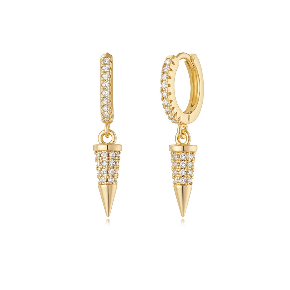 MYEARS Women Spike Earrings Gold Huggie Hoop Cone Dangle Drop Cubic Zirconia 14K Gold Plated Small Simple Hypoallergenic Everyda