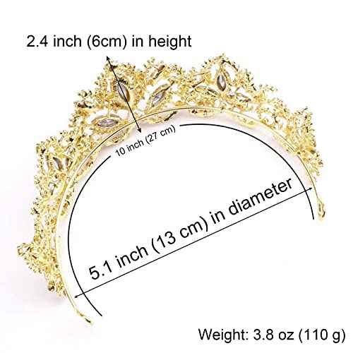 Gold Tiara Wedding Tiaras and Crowns for Women,Rhinestone Queen Women Princess Crown Birthday Headbands Prom Bridal Party Halloween Costume Christmas Gifts