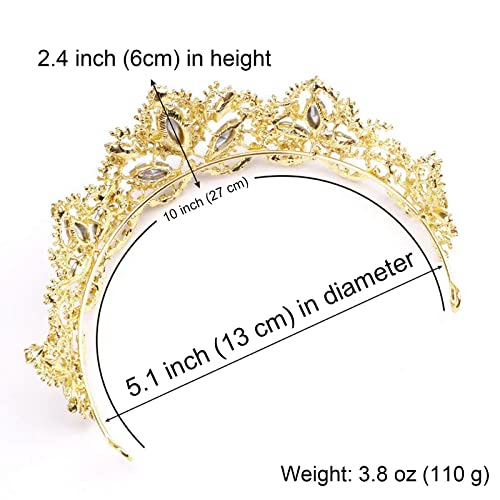 Exacoo Gold Tiara Wedding Tiaras and Crowns for Women,Rhinestone Queen Women Princess Crown Birthday Headbands Prom Bridal...