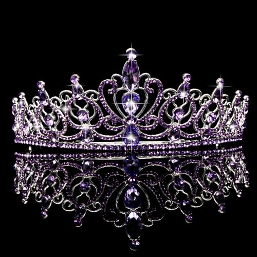 TODDER Purple Tiara for Women Girls Rhinestone Princess Queen Crowns Crystal Headband for Girls Wedding Hair Accessories f...