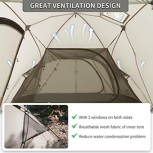 Naturehike Massif Hot Tent with Stove Jack, Waterproof Windproof 4 Season Tent, 2/4 Person Cold Weather Winter Tents for C...