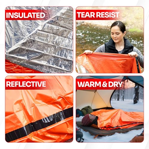 Emergency Sleeping Bag for Survival Gear and Supplies Life Bivy Sack Waterproof Mylar Emergency Blankets for Survival Kit ...