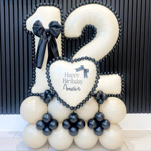 40 Inch Beige Number 1 Balloon for 1st Birthday Decoration, Large Self Inflating Cream Foil Number Balloons 0-9 for Boys G...