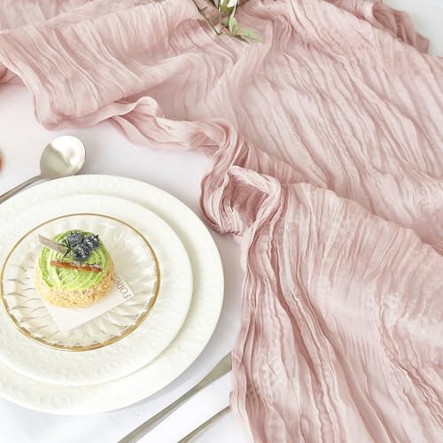 IVAPUPU 2 Pcs Cheesecloth Table Runner - 10ft Dusty Pink Boho Gauze Cheese Cloth Table Runners for Baby Shower Decoration ...