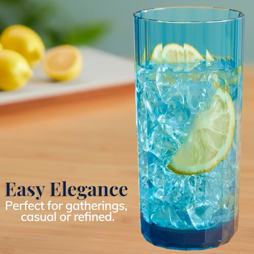 US Acrylic Faceted Plastic Reusable Drinking Glasses (Set of 6) 18oz Water Cups Assorted Colors | BPA-Free Tumblers, Made ...