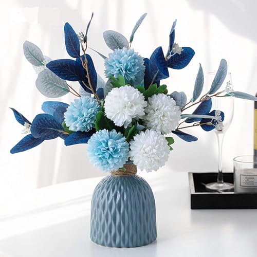 NAWEIDA Artificial Flowers with Vase Faux Hydrangea Flower Arrangements Table Centerpieces for Home Garden Party Wedding D...