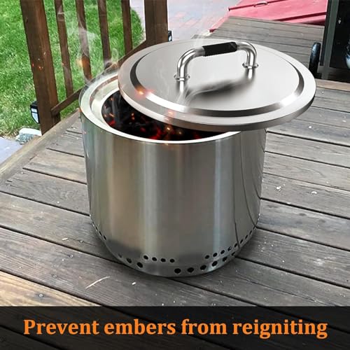 Fire Pit Lid for Solo Stove Bonfire 2.0, 304 Stainless Steel Fire Pits Round Lid with Heat Resistant Handle, Camping for S...