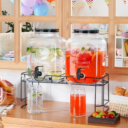 2 PCS 1.5 Gallon Drink dispenser For Parties, Beverage Dispenser With Stand, Large Water Drink Dispensers With Spigot for ...