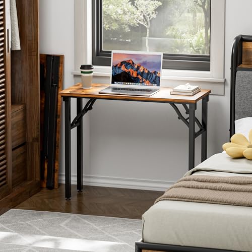 TEMI Small Computer Desk Folding Table - 35.8" Foldable Office Desk, No Assembly, Perfect for Small Spaces in Bedroom, Dor...