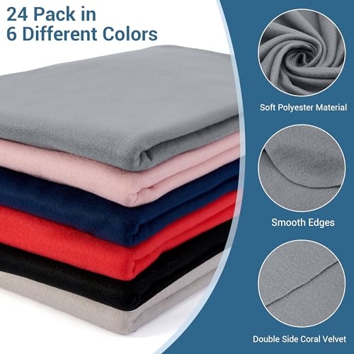 CULVE 24 Pack Fleece Throw Blanket 50x60 - Soft Lightweight Blankets in Bulk for Wedding, Gifts Pet Home Bed Sofa Couch Of...