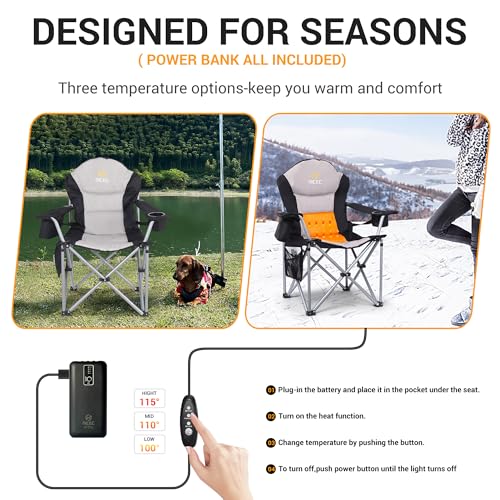 Nice C Heated Camping Chair with Battery, Outdoor Heated Chair, Heated Camping Chairs for Adults, Folding Chair, Beach Cha...