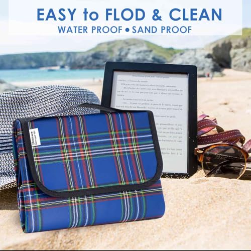 Beach Picnic Blanket, Sandproof Waterproof Camping Blankets Large, Outdoor Sandfree Foldable Mat 55x40in, Oversized Packab...