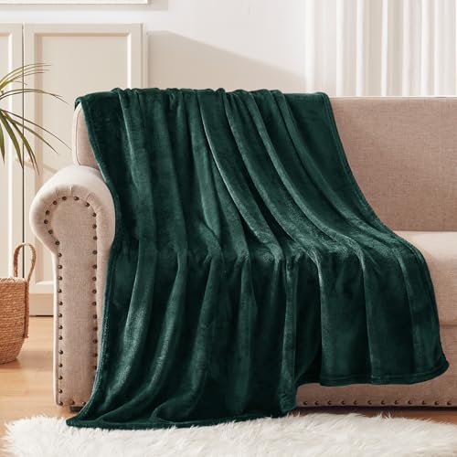Exclusivo Mezcla Extra Large Fleece Throw Blanket for Couch, Sofa, 300GSM Super Soft and Warm Blankets, Forest Green Throw...