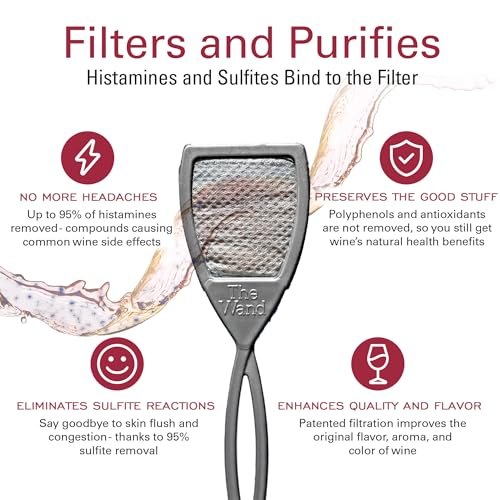 PureWine The Wand Wine Purifier - Red & White Wine Filters for Histamines & Sulfites, Sulfite Remover Sticks, Helps Allerg...