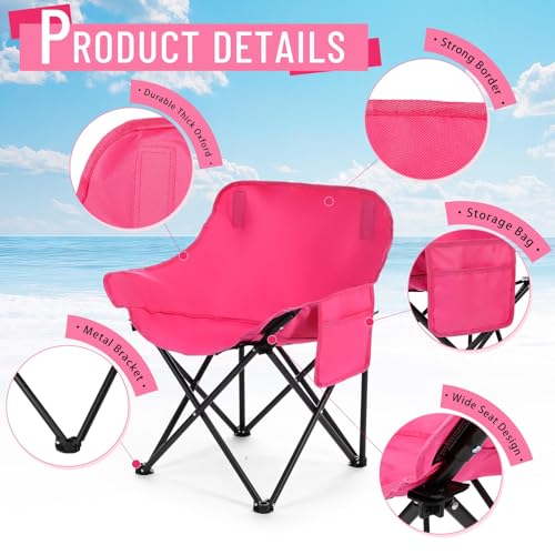 Seeloowy 2 Pack Compact Camping Chairs Portable Folding for Outside with Carry Bag Lightweight Moon Chairs for Travel Picn...