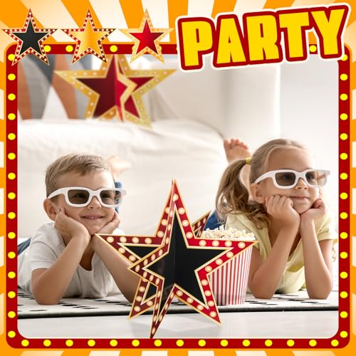 Weekgrat 18 Pcs Large Star Centerpieces for Movie Night Party Decorations 12inch 3D Movie Party Supplies Star Decorations ...