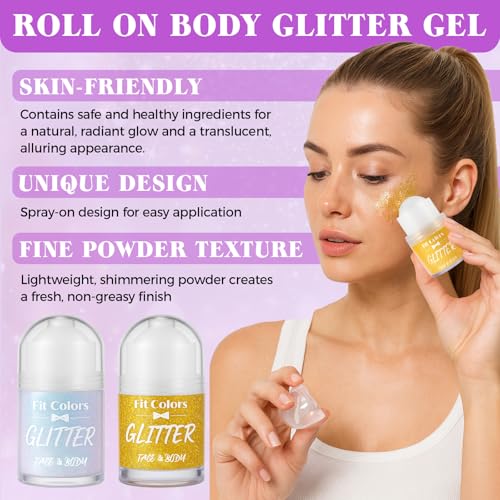 Body Glitter Gel, Sequins Shimmer Liquid Eyeshadow, Mermaid Sequins Liquid Holographic Glitter, Roll-on Holographic Body G...
