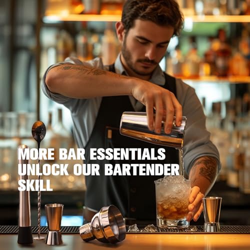 KINGROW Cocktail Shaker Set 29-Piece Bartender Kit with Rotating Stand | Bar Set Drink Mixer Set with All Essential Access...