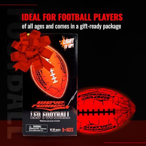 Wave Runner LED Light-Up Football - Glow in The Dark Football Games- Size 10.35 in. with Pump and Batteries Included | Per...