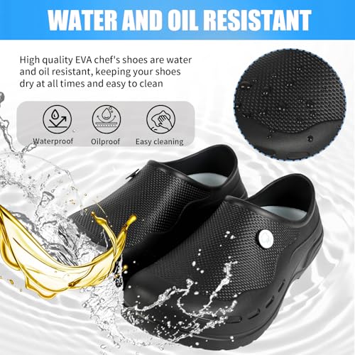FFYLEN Chef Shoes for Men Non Slip Nursing Clogs Food Service Water Proof Oil Resistant Work Shoes for Kitchen Garden Rest...