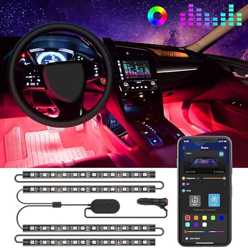 Govee Car LED Lights, Smart Car Interior Lights with App Control, RGB Lights with DIY Mode and Music Mode, 2 Lines Design ...