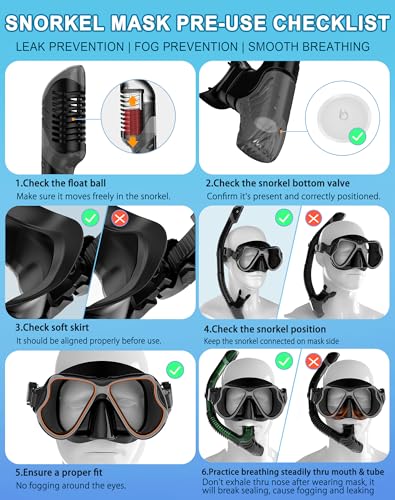 Greatever Dry Snorkel Set,Panoramic Wide View,Anti-Fog Scuba Diving Mask,Professional Snorkeling Gear