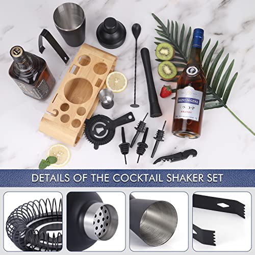 JNWINOG 12Pcs-Cocktail Shaker Set Stainless Steel Bartending Kit 18.6oz Cocktail Bar Set Cocktail Mix Drink Making Kit Pro...
