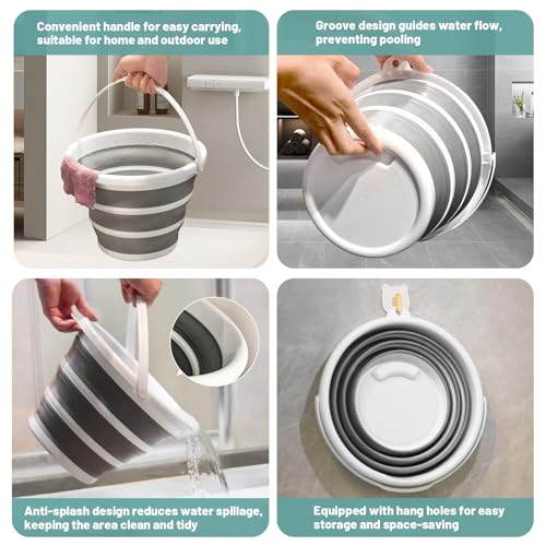 Moodyin Collapsible Water Bucket (10L / 2.6 Gal) – Portable, Easy to Carry & Store, Ideal for Car Wash, Cleaning, Camping,...