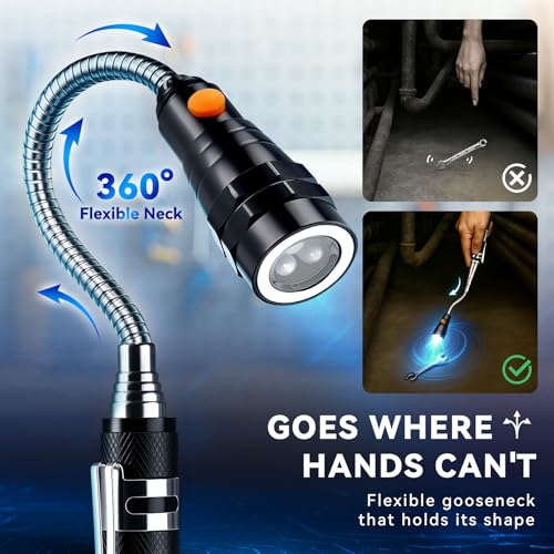 VIBELITE Extendable Magnetic Flashlight with Telescoping Magnet Pickup Tool- Cool Gadget Valentines Day Gifts for Him, Me...