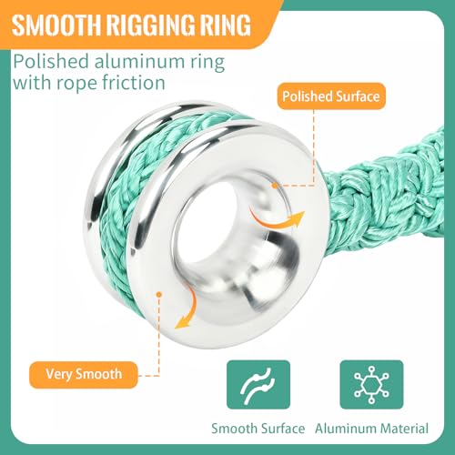 tonchean Rigging Ring Sling Rope 3/4” × 7.22FT Arboart Rope Sling with 28mm Inner Diameter Aluminum Rigging Ring 7-Pocket ...
