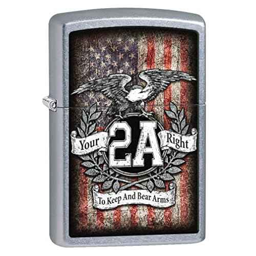 Zippo Lighter- Second 2nd Amendment Bald Eagles Street Chrome Windproof Lighter #Z5218